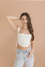 Lace Up Corset Top White