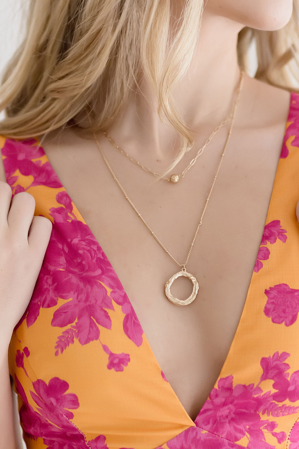 Layered Circle Necklace Gold