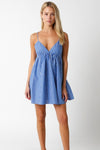  Sleeveless Stripe Print Mini Dress Blue
