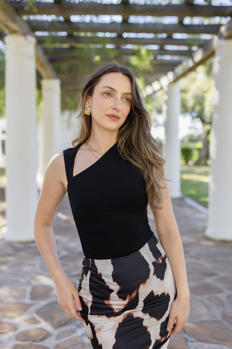 Sleeveless Asymmetrical Top Black