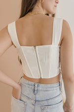 Lace Up Corset Top White