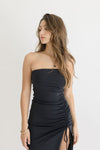  Sleeveless Drawstring Mini Dress Black