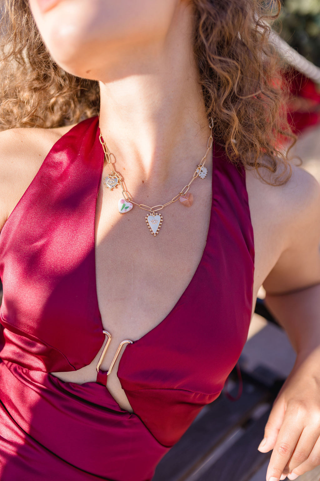 Chunky Chain Charm Necklace Gold