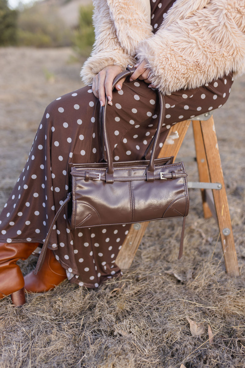 Francis Shoulder Bag Faux Leather Purse Brown