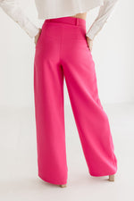 Button Front Wide Leg Pants Pink