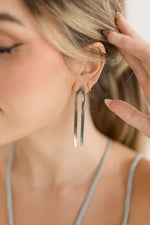 Skinny Herringbone Earrings Silver