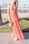 Sleeveless Tiered Maxi Dress Coral