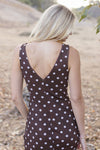 Serenity Sleeveless Polka Dot Print Mesh Maxi Dress Brown