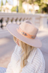 Wide Brim Studded Fedora Hat Taupe