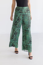 Carolyn High Waist Abstract Print Wide Leg Pants Green