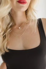  Layered Pearl Charm Necklace Gold