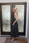 Sleeveless Open Back Tie Dot Print Maxi Dress Black