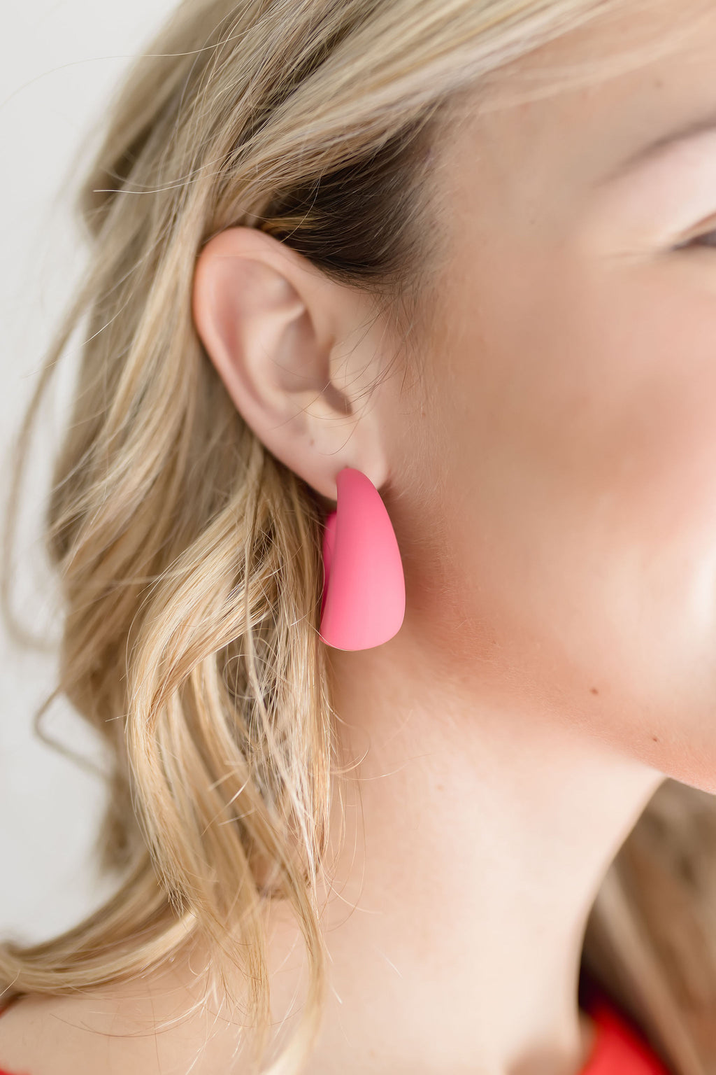 Chunky Semi Hoop Earrings Pink