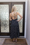 Sleeveless Open Back Tie Dot Print Maxi Dress Black