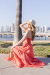 Sleeveless Tiered Maxi Dress Coral