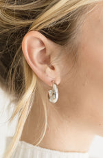 Chunky Semi Hoop Earrings Silver