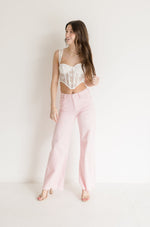 High Rise Wide Leg Jeans Pink