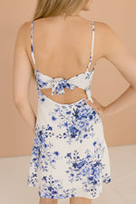 Sleeveless Tie Back Floral Print Mini Dress Whit