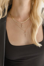 Layered Cross Pendant Necklace Gold