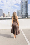 Sleeveless A Line Midi Dress Brown