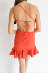 Sleeveless One Shoulder Back Tie Mini Dress Red