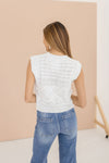  Sleeveless Cable Knit Sweater Top White