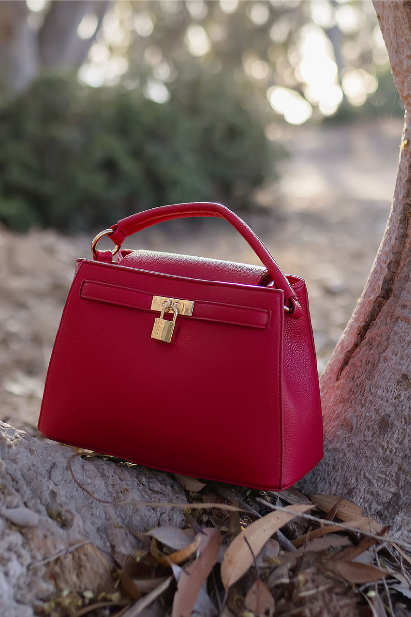  Shoulder Bag Faux Leather Purse Red