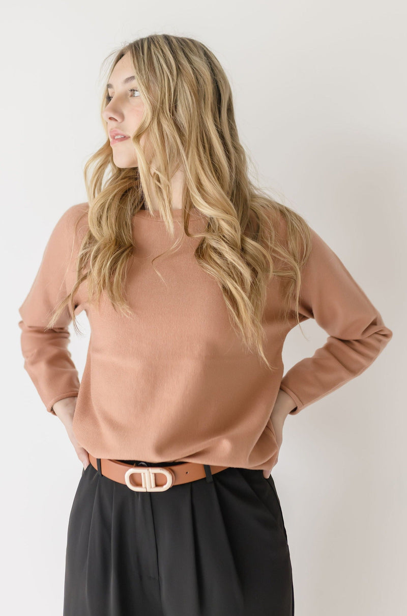  Long Sleeve Sweater Top Taupe
