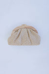 Checkered Straw Woven Crossbody Clutch Taupe