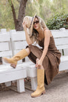 Sleeveless Faux Suede Maxi Dress Mocha