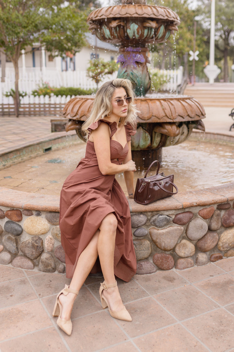 Shoulder Bag Faux Leather Purse Brown