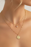  Layered Disc Charm Necklace Gold