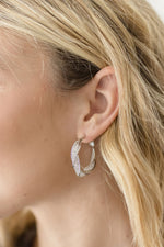  Metallic Mesh Hoop Earrings Silver
