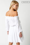 Waitlist 3/15 ♥ Marina Long Sleeve Off The Shoulder Mini Dress White