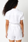 Waitlist 4/20 ♥ Leni Short Sleeve Linen Romper White