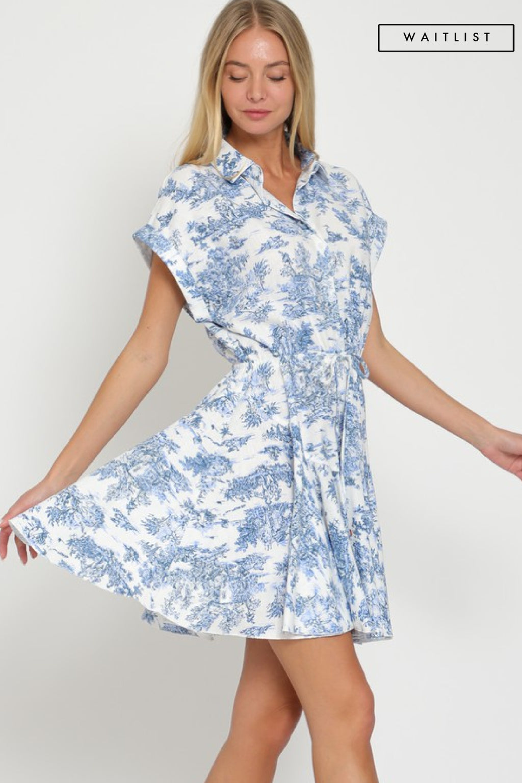 Short Dolman Sleeve Abstract Print Mini Dress Blue