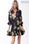 3/4 Dolman Sleeve Floral Print Mini Dress Navy