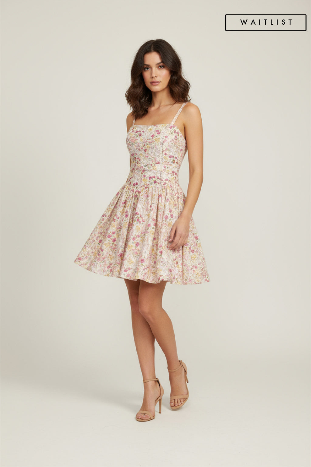 Sleeveless Floral Print Mini Dress Pink