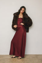 Long Sleeve Faux Fur Jacket Brown