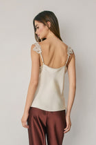 Sleeveless Timeless Lace And Satin Top Ivory