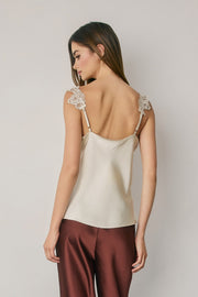 Sleeveless Timeless Lace And Satin Top Ivory