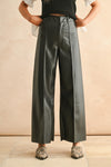 High Waist Faux Leather Wide Leg Pants Black