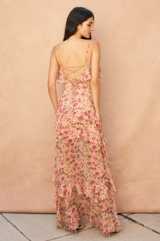 pink floral asymmetrical dress Cypress Sleeveless Open Back Print Maxi – Miss Match Group Inc wedding gown style Cap Sleeves Dress Length Black One Shoulder Maxi Color:As first photo