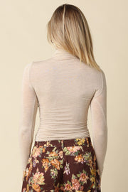 Long Sleeve Mock Neck Knit Top Oatmeal