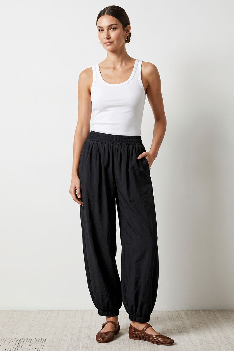 High Waist Pull On Baggy Balloon Pants Black