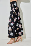 High Waist Floral Midi Skirt Black