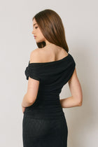 Off The Shoulder Stylish Ruched Top Black