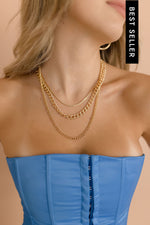  Layered Chunky Chain Link Necklace Gold