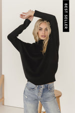 Long Sleeve Slouched Funnel Neck Sweater Black