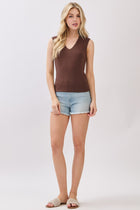  Sleeveless Double Layered Top Brown